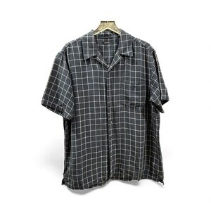 Club Room Navy Checkered Button Down Shirt -L